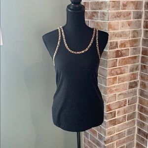 Black PINK tank top with leopard print trim
